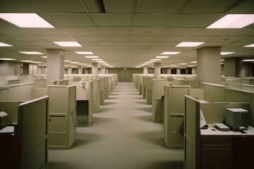 Old fashion cubicles office furniture electronics. © Rawpixel.com