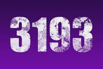 flat white grunge number of 3193 on purple background.