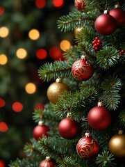 Close-up of a Christmas tree background.