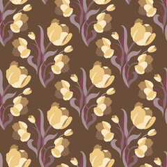 Seamless pattern with yellow tulips