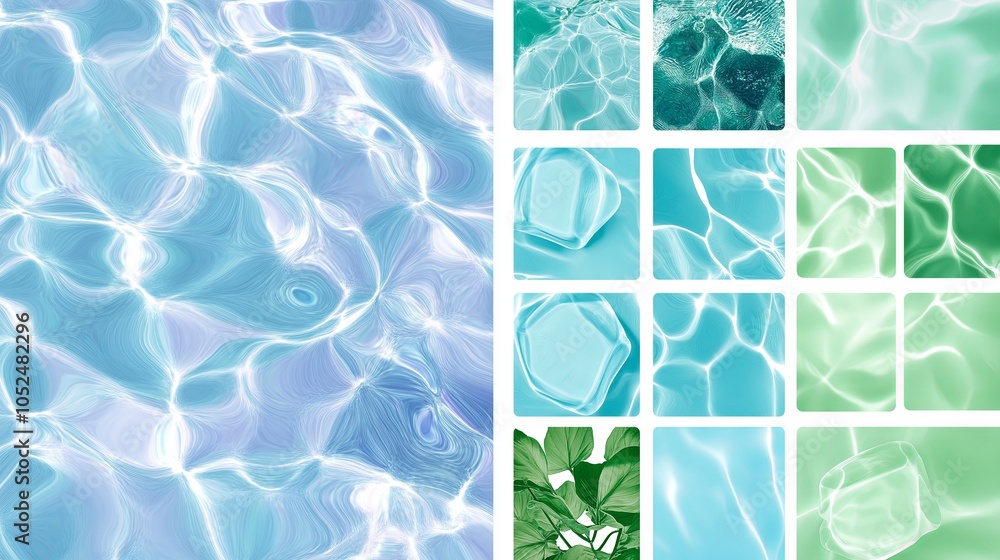 Poster cool shades of light blue and seafoam green, creating a calming oceanic effect with soft edges
