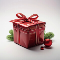 christmas gift box with red ribbon