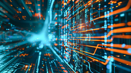 Digital background, can be used in the description of network abilities, technological processes, digital storages, science, education