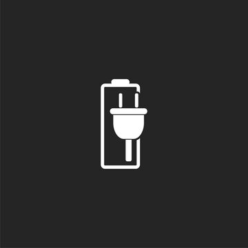 recommend clip art: Battery charging icon isolated on black background. Battery charging icon simple sign.