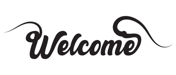 Fototapeta premium Hand draw welcome lettering and text icon vector. vector illustration.