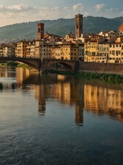 Fototapeta premium Florence's picturesque cityscape from the river