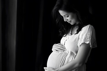 Obraz premium pregnant woman expecting baby, motherhood and pregnancy