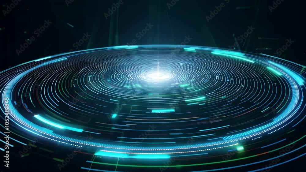 Poster macro view of dot ripple grid with real-time network traffic visualization