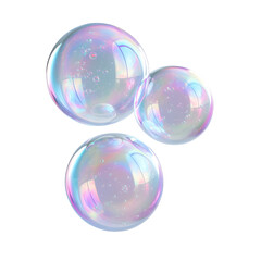 Colorful soap bubbles set isolated on transparent background, PNG