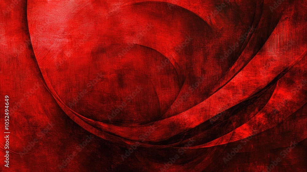 Poster dynamic red abstract art with flowing curves and textures for modern design inspiration