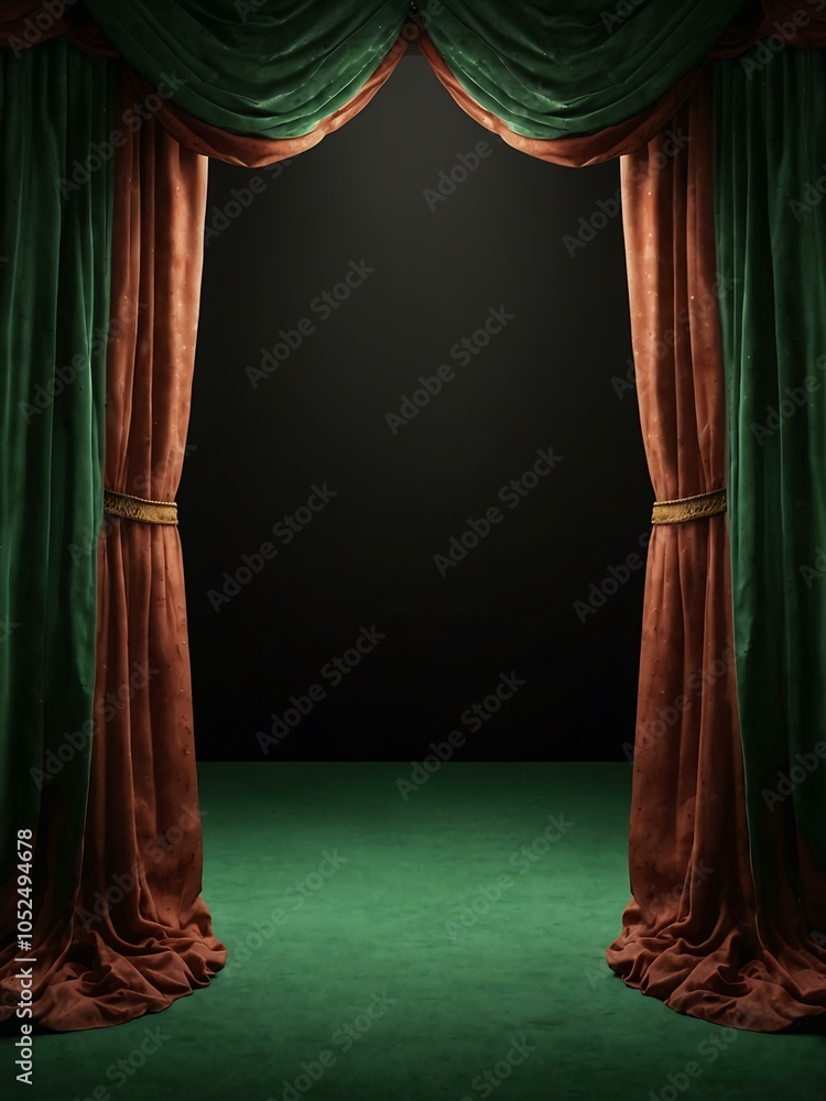 Poster green screen theater curtains opening and closing in a loop.