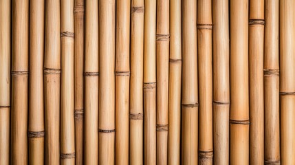 Naklejka premium A close-up view of bamboo sticks arranged vertically, showcasing their natural textures and colors against a seamless background.