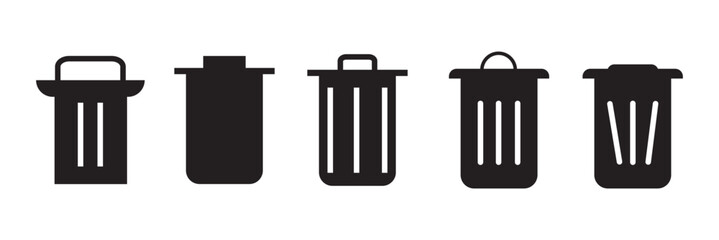 delete icon set. trash bin icon set. trash can icon. delete button set. dustbin and garbage box icon. delete icon for app, ui and website. recycle bin. vector illustration on white  background