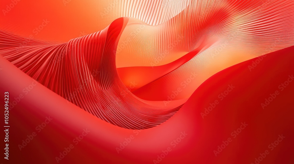 Poster dynamic flow of red waves an abstract journey through vibrant tones and textures