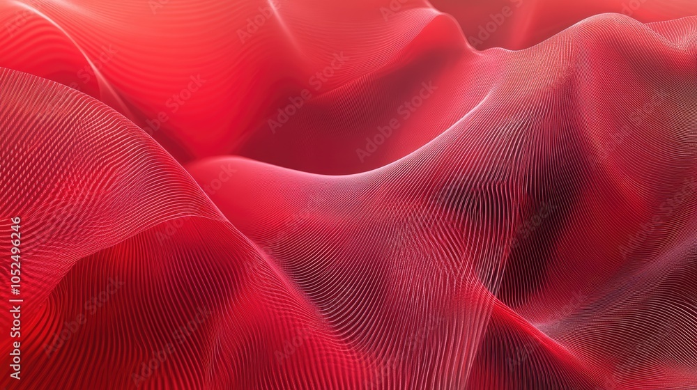 Poster dynamic flow of red waves an abstract representation of movement and energy in digital art