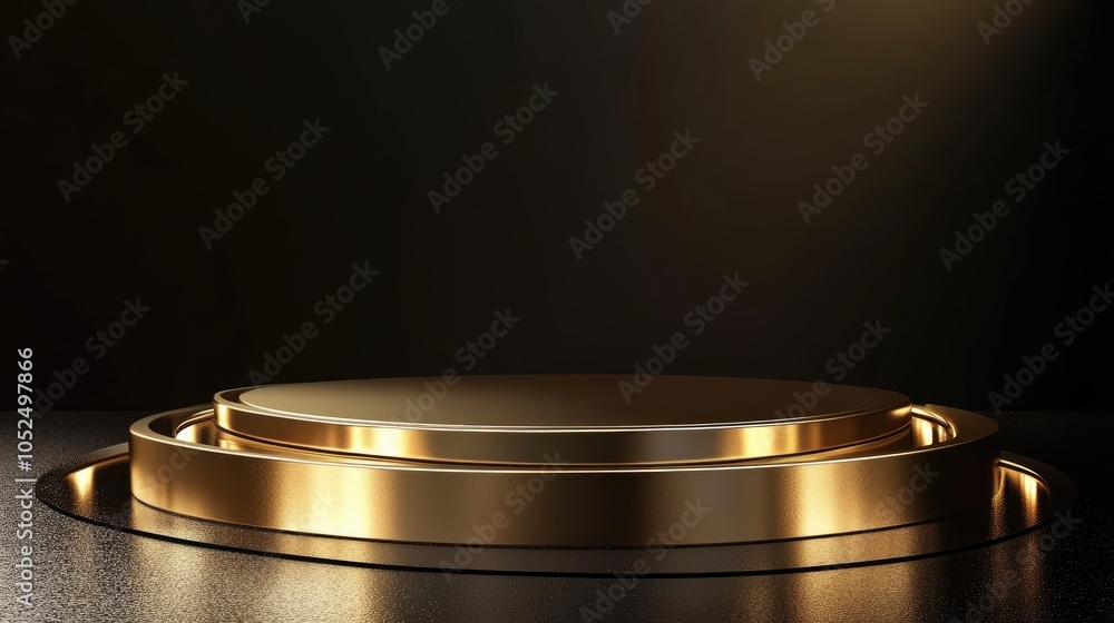 Poster elegant golden stage display a captivating showcase for events and presentations