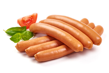 Viennese Boiled Sausages, isolated on a white background.