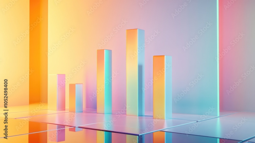 Poster abstract colorful bar graph design for business use