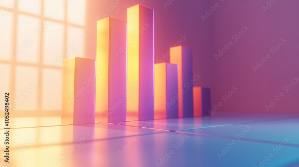 Poster colorful bar graphs with soft lighting effect