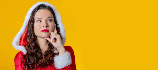 young woman in santa claus costume isolated on white background