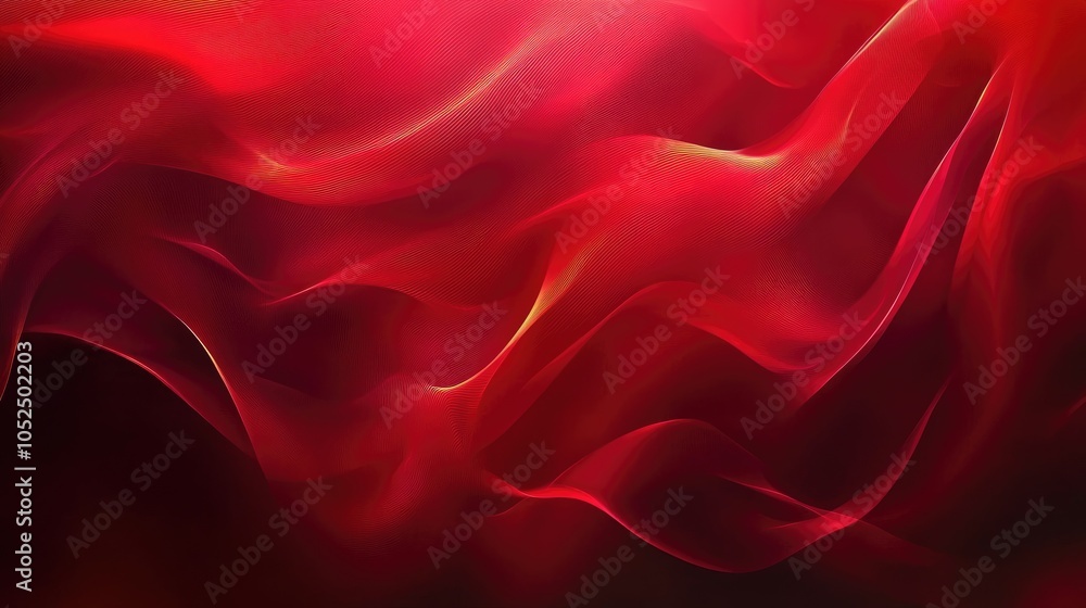 Poster a symphony of red exploring the fluidity and depth of color through abstract waves