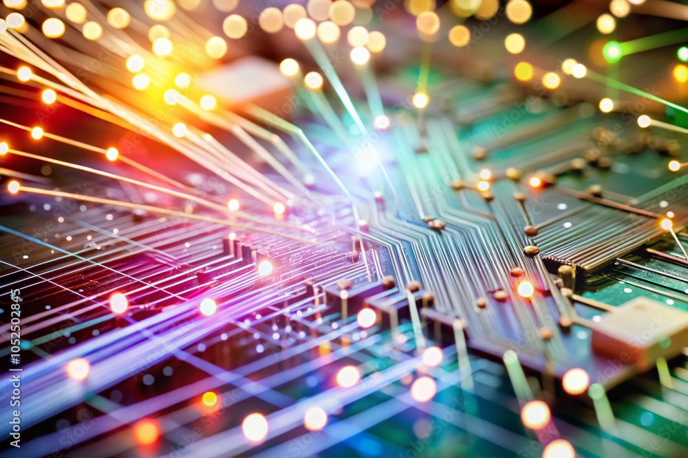 Poster technology network background with bokeh effect for modern digital aesthetics