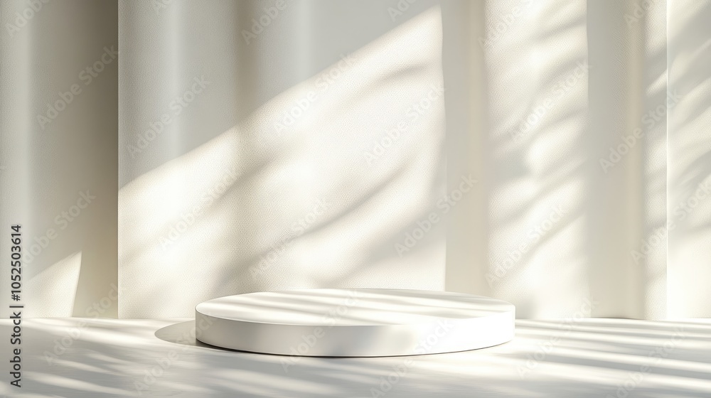 Poster Minimalist display concept with soft shadows and textured background for elegant presentations