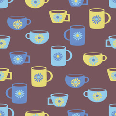 Coffee Mugs Seamless Repeat Pattern