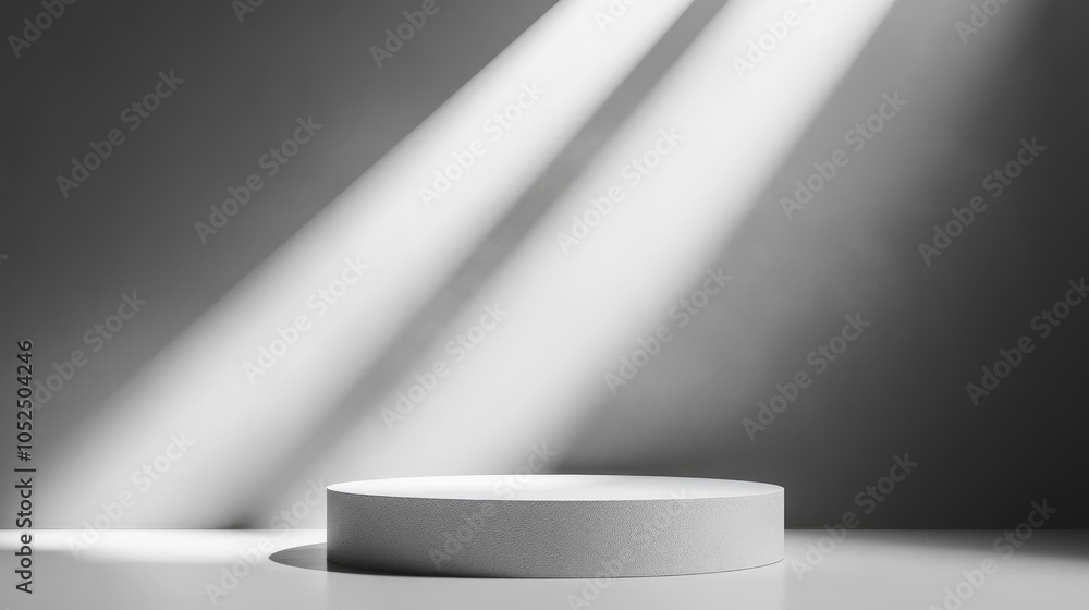 Poster minimalist display stage with dramatic light rays a perfect backdrop for presentations and product s