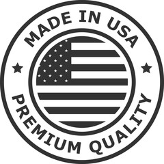 Made In USA Stamp, Made In The USA Badge, Made In America, Made In The United State Emblem, Premium Quality Certified