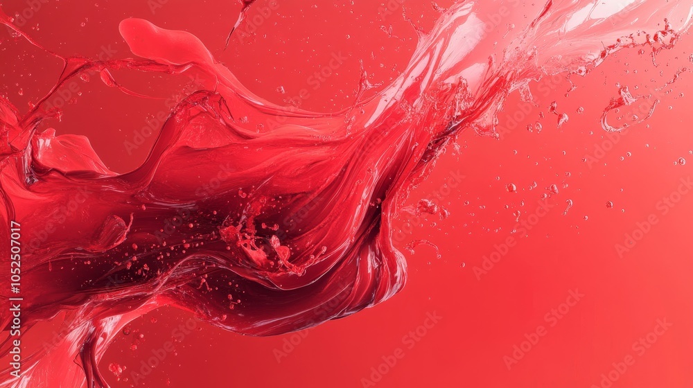 Poster dynamic flow of vivid red liquid captured in motion