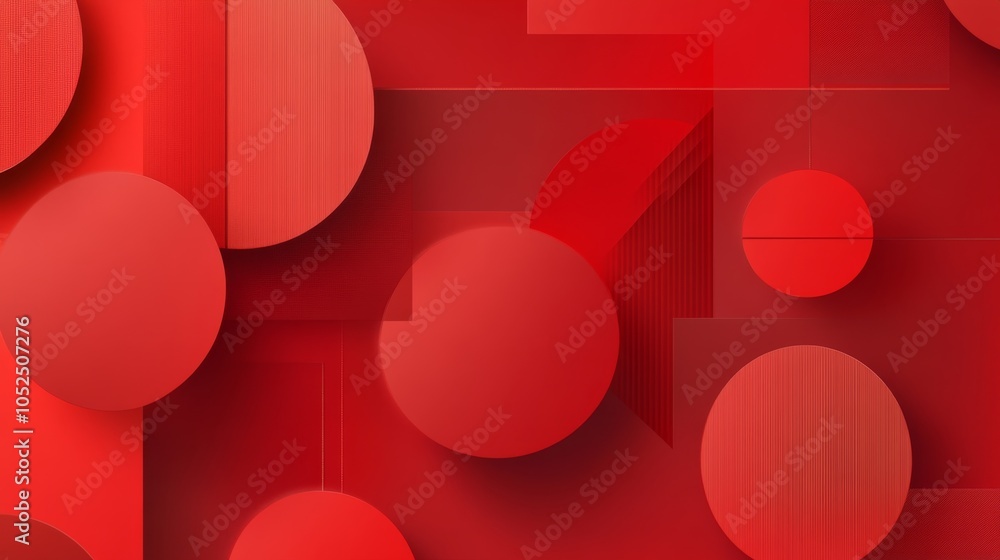 Poster abstract composition of red shapes a playful exploration of form and color in digital design