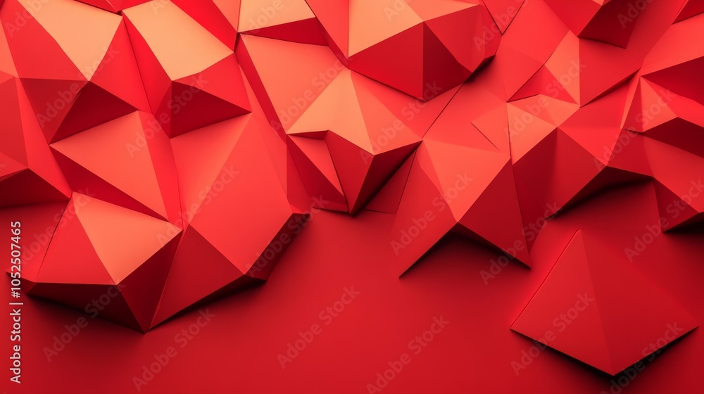 Poster vibrant red geometric patterns a dynamic exploration of angular shapes and textures