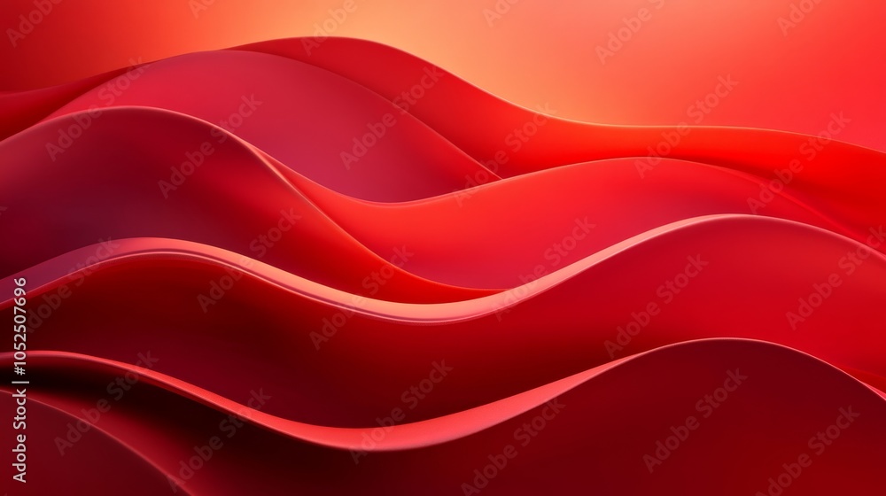Poster flowing waves of red a visual symphony of fluidity and warmth in abstract design