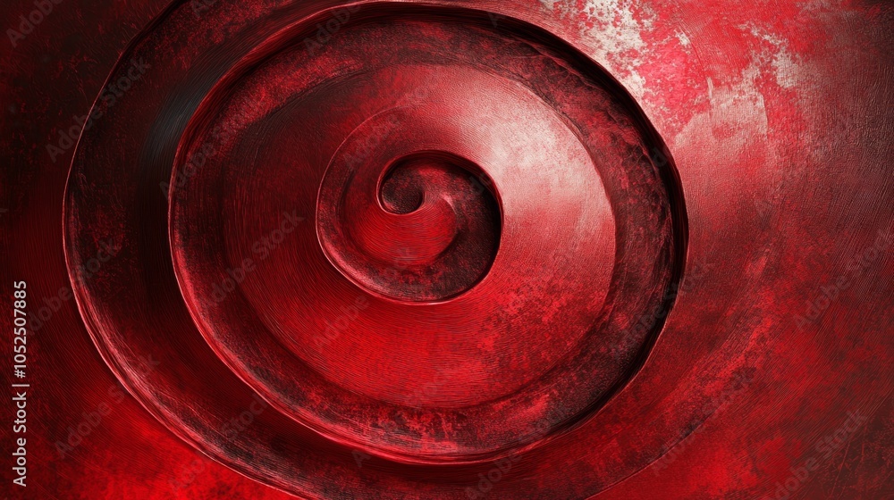 Poster intricate red spiral design a bold exploration of abstract art and color dynamics