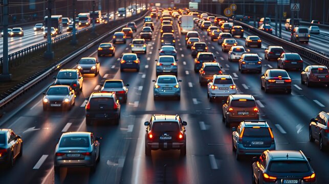 heavy traffic moving at speed on mountain road 