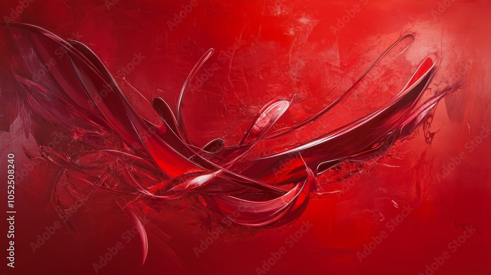 Poster dynamic red abstraction a vivid exploration of movement and emotion in contemporary art