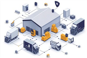 Complex infographic for B2B2C, with a company handing goods to a partner business that reaches consumers through a web of connections.