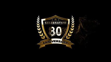 80th Anniversary, Greeting Happy Anniversary Banner Animation, Happy 80th Anniversary, Celebration 80th Years Anniversary, Luxury 80 Years Anniversary, Gold Particles 80th Wedding Anniversary Videos 