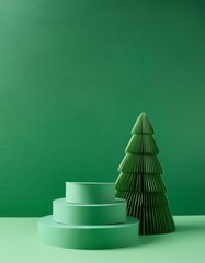 Minimalist Green Paper Christmas Tree Decoration