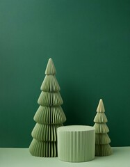 Minimalist Green Paper Trees Arrangement