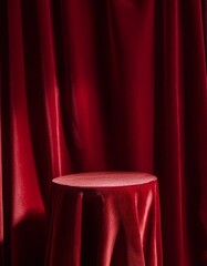 Elegant Red Velvet Table and Curtains