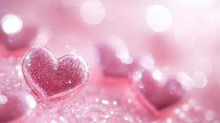 Obraz premium Captivating sparkling hearts a dreamy scene of love and joy in soft pink bliss