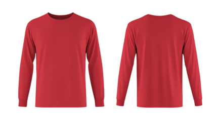 Red Long Sleeve T-Shirt Mockup - Front & Back. png