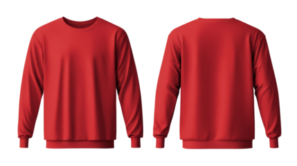 Red Long Sleeve T-Shirt Mockup - Front & Back. png