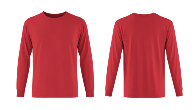Red Long Sleeve T-Shirt Mockup - Front & Back. png
