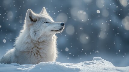 Obraz premium Full-Body Portrait of an Arctic Wolf in a Snow-Covered Forest – National Geographic-Style Photography