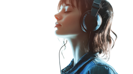 Young Woman wearing headset enjoying music