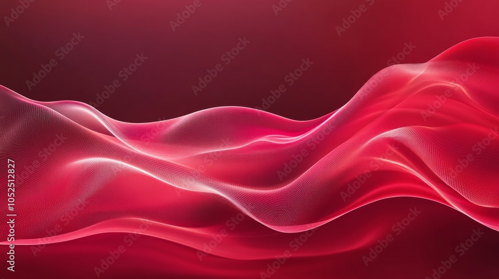 Poster flowing waves of red light an abstract exploration of color motion and emotion in digital art