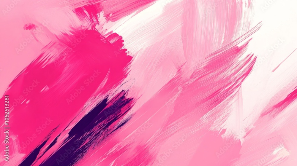 Poster dynamic abstract expression of vibrant pink and white brushstrokes capturing movement and energy in 